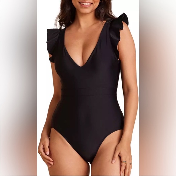 Summersalt Women's The Ruffle Backflip Swimsuit in Black Size 14 - Picture 2 of 12